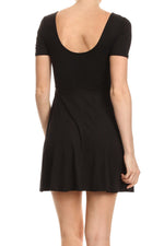 Load image into Gallery viewer, Basic Short Sleeve Scoup Neck Solid Color Flared A-Line Dress
