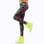 Load image into Gallery viewer, Multi Color Fluorescent Gradient Geometrical Electric Print Leggings - Neon Nation
