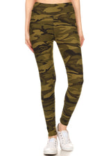 Load image into Gallery viewer, Camo Army Print Pattern Leggings w/ Banded Waist
