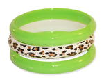 Load image into Gallery viewer, 3 Pack Bangles w/ Cheetah Print 80s Style Bracelets
