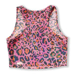 Load image into Gallery viewer, Printed Sleeveless Racerback Crop Top T-Shirt (Pink and Orange Glitter Animal Print)
