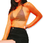 Load image into Gallery viewer, Neon Fishnet Mesh Long Sleeve T-Shirt
