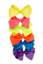 Load image into Gallery viewer, Large Jumbo Neon Colored Grosgrain Ribbon Bow Tie Hair Clip - Neon Nation
