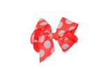 Load image into Gallery viewer, Neon Jumbo Hair Bow Tie w/ White Polka Dot w/ Aligator Clip 80s Style
