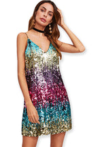 Load image into Gallery viewer, Multi Color Sequin Sexy Mini Dress
