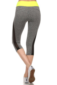Neon Two-Tone Fashionable Sporty Cropped Athletic Capri Workout Pants Leggings - Neon Nation
