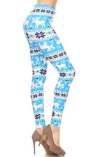 Load image into Gallery viewer, Light Baby Blue Christmas Snow Flake Fair Isle Pattern Leggings
