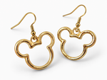 Load image into Gallery viewer, Gold-tone mouse ear shaped dangle earrings
