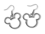 Load image into Gallery viewer, Silver-tone mouse ear shaped dangle earrings
