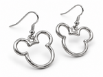 Load image into Gallery viewer, Silver-tone mouse ear shaped dangle earrings
