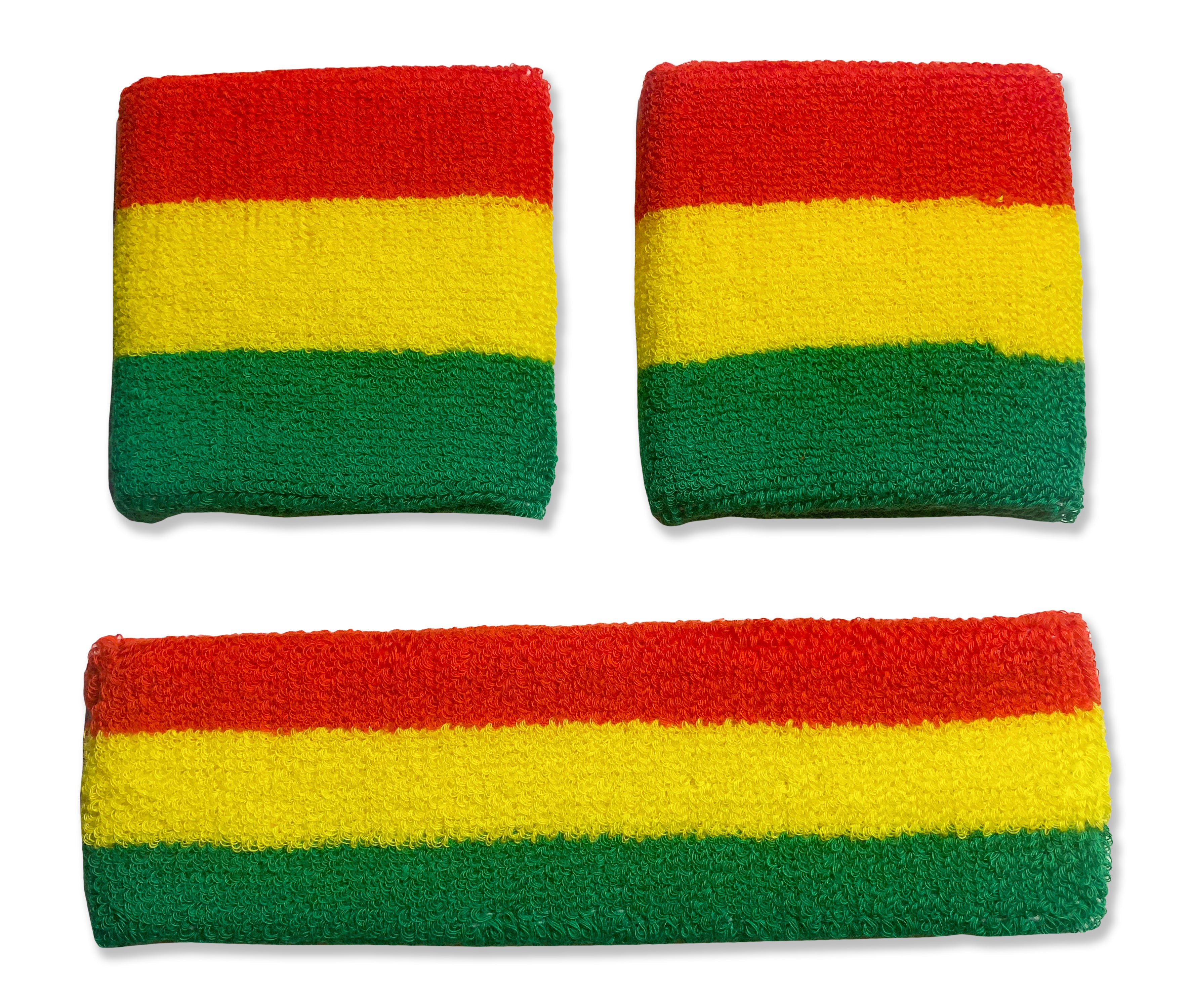 Rasta Colored Sweatbands 1 Headband + 2 Wristbands