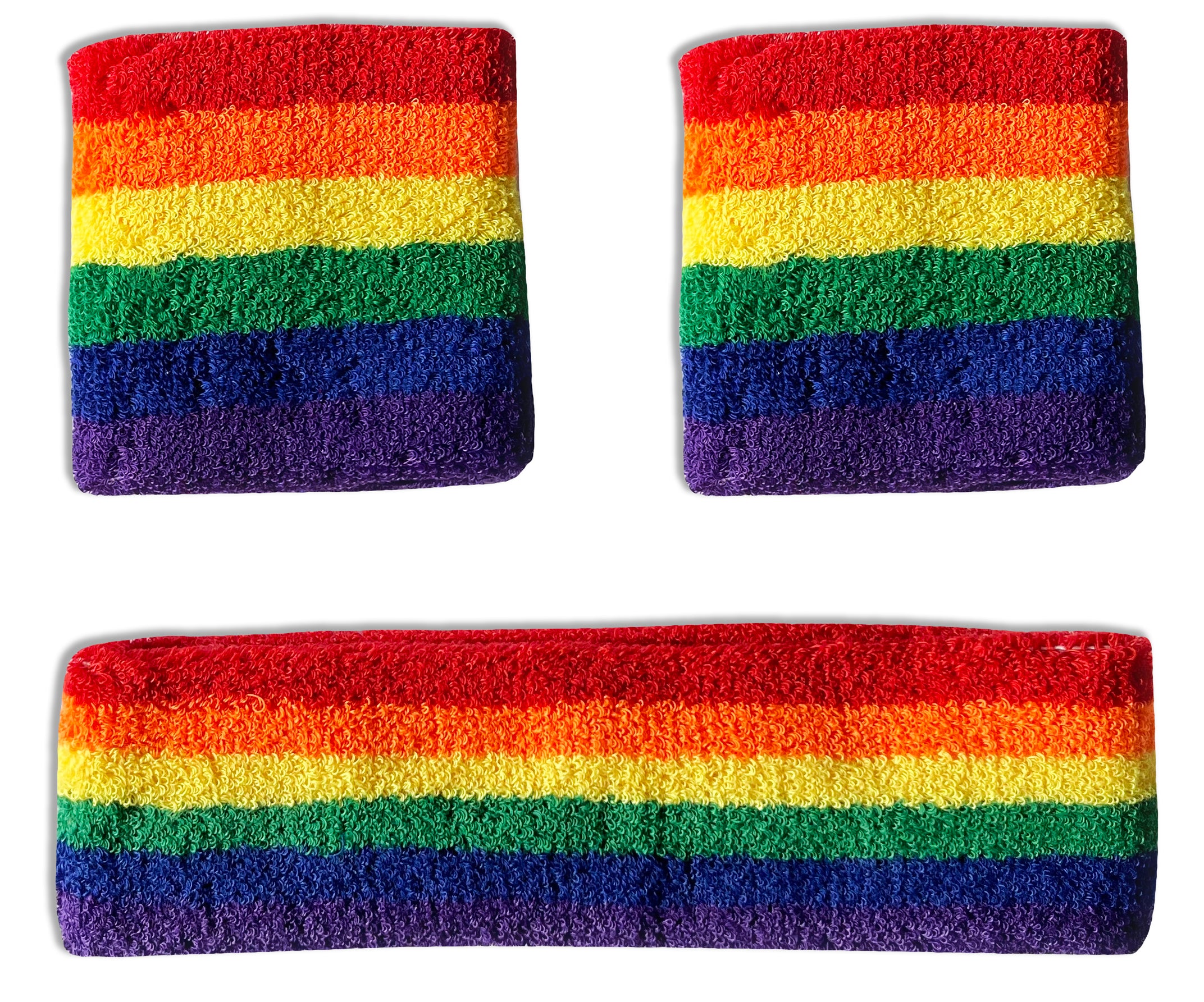 Rainbow Pattern Sweatbands 1 Headband + 2 Wristbands
