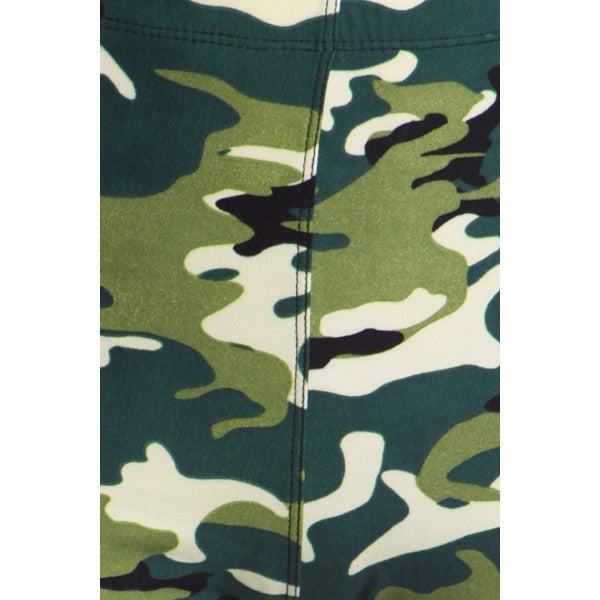 Green Camouflage Camo Graphic Print Pattern Sexy High Waist Leggings Pants - Neon Nation
