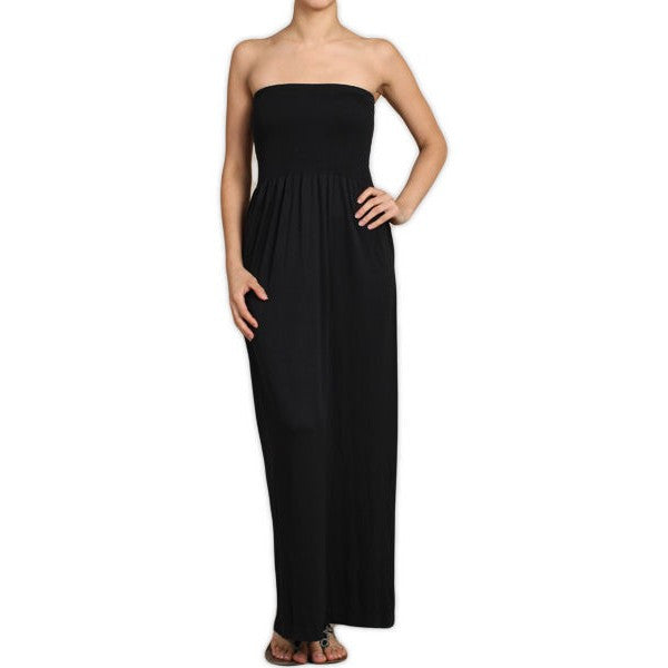 Solid Color Long Seamless Style Strapless Tube Maxi Dress - Neon Nation