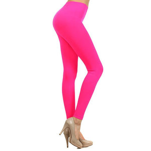 Neon Colored Seamless Full Length Leggings Stretchy Pants Trendy Athletic Style - Neon Nation