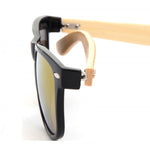 Load image into Gallery viewer, Hand Made Wayfarer Sunglasses w/ Bamboo Wood Temples &amp; Mirrored Lens - Neon Nation
