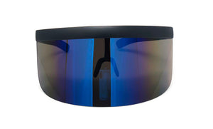 Large Wide Frame Cybertic Sunglasses w/ Mirrored Reflective Lens