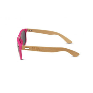 Hand Made Wayfarer Sunglasses w/ Bamboo Wood Temples and Colored Face - Neon Nation