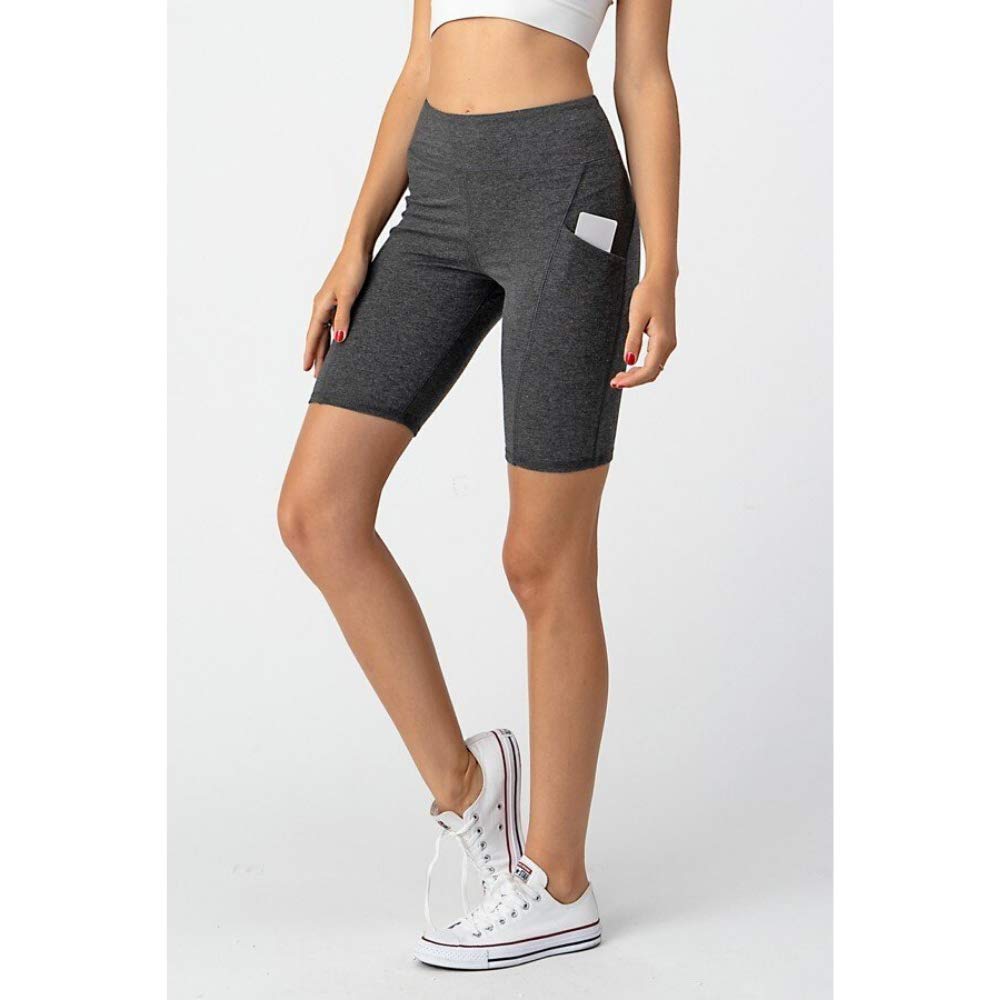 Active Cut High Waist Workout Biker Shorts with Slim Side Pockets