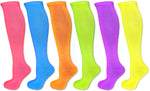 Load image into Gallery viewer, 6 Pack Neon Solid Color Knee High Tube Socks
