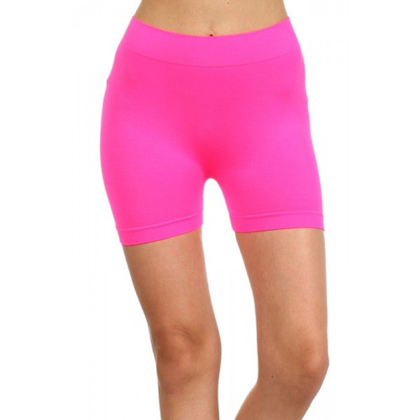 Neon Fluorescent Colored Seamless Spandex Work Out Shorts w/ High Waist Yoga - Neon Nation