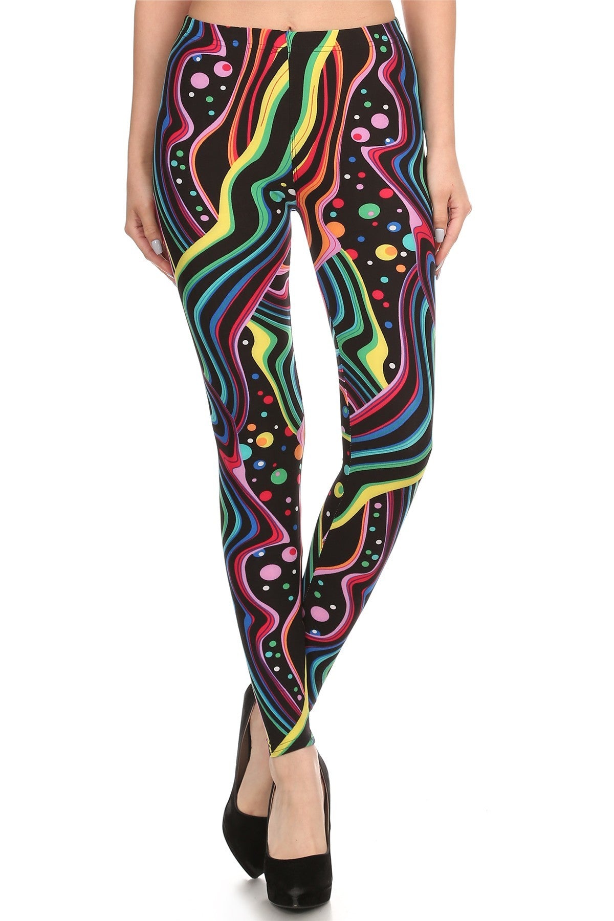Colorful Abstract 1980s Shapes Print Costume Party Leggings