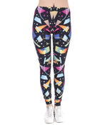 Load image into Gallery viewer, Black w/ Colorful 80s 90s Costume Print Leggings
