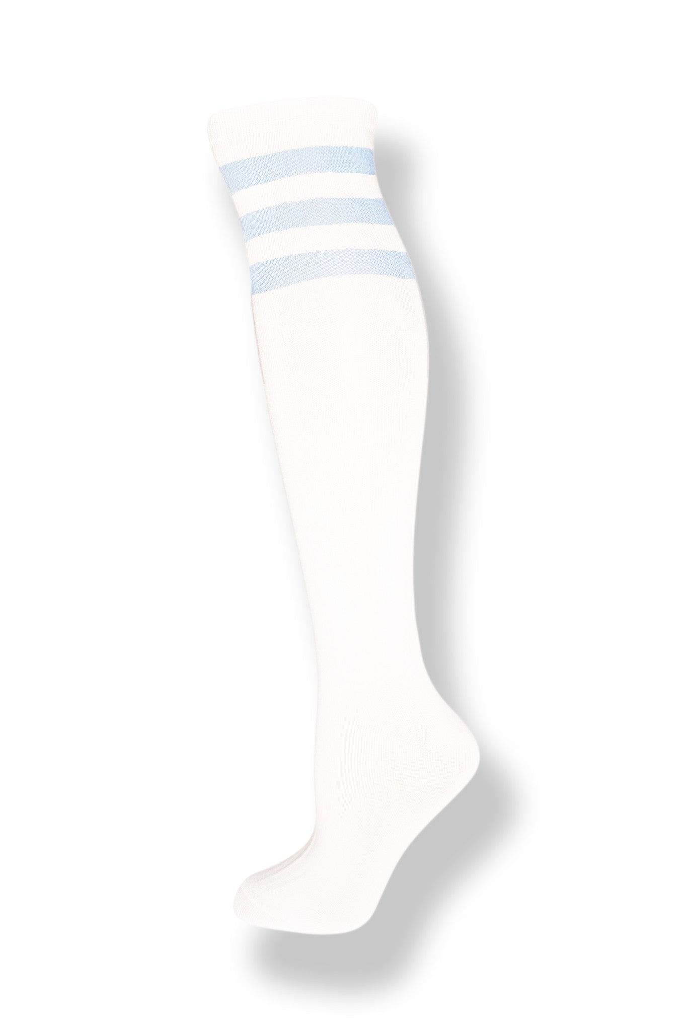 White with Baby Blue Stripes Knee High Sock