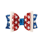Load image into Gallery viewer, 2 Pack 3&quot; 4th Of July Glitter Sparkle Hair Bow with Alligator Clip
