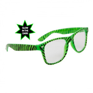 Zebra Print Glow In The Dark Wayfarer Style Clear Lens Glasses /Sunglasses Trend