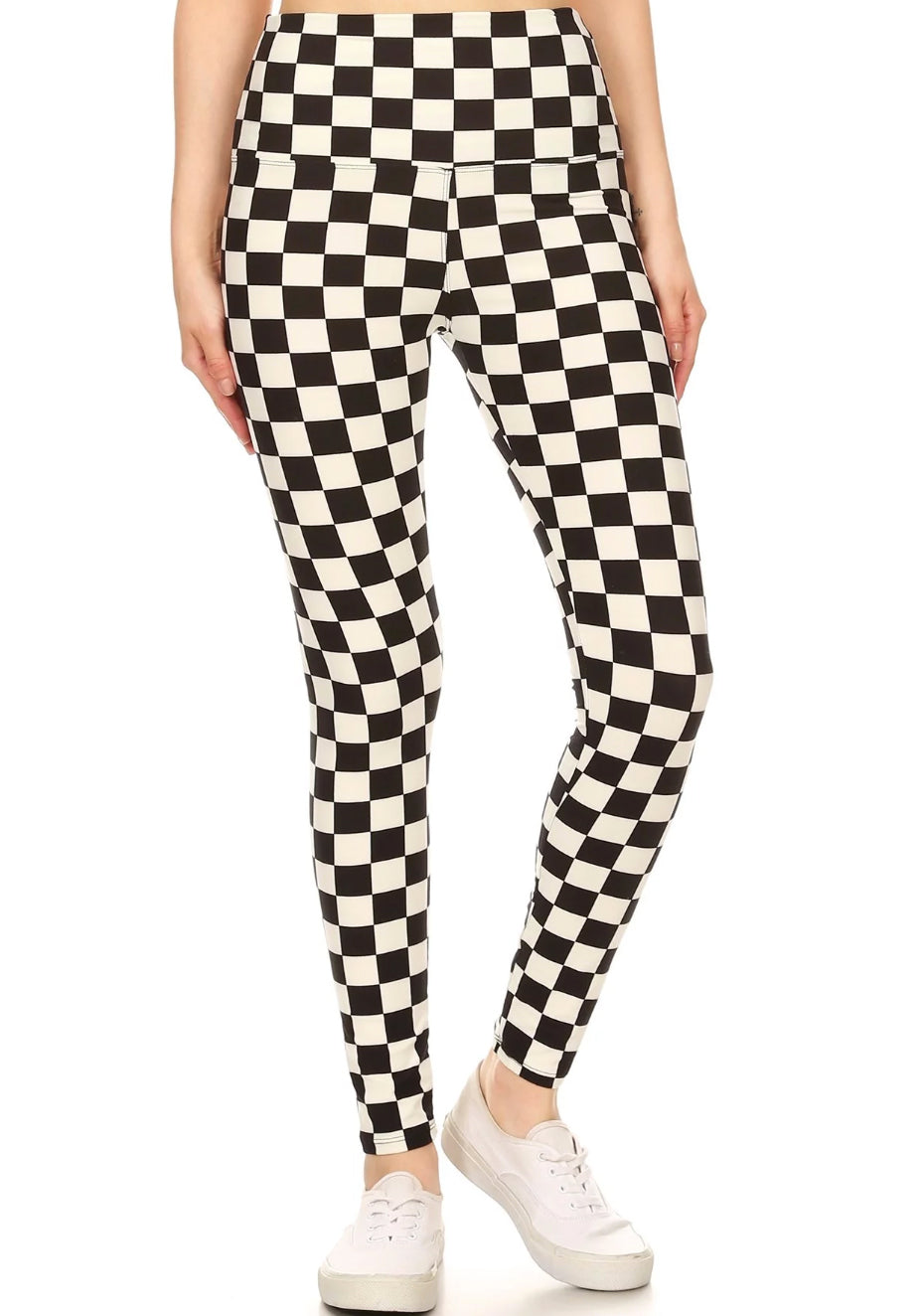 Neon Checkered Pattern Leggings w/ Banded Waist – Neon Nation