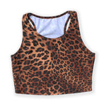 Load image into Gallery viewer, Printed Sleeveless Racerback Crop Top T-Shirt (Brown Animal Print)
