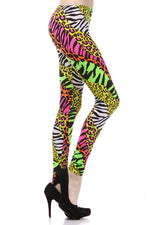 Load image into Gallery viewer, Neon Nation Multi Color Animal Print Bright Leggings 1980s Pants Zebra Cheetah Costume - Neon Nation
