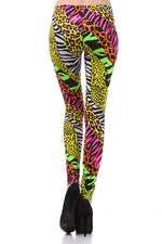 Load image into Gallery viewer, Neon Nation Multi Color Animal Print Bright Leggings 1980s Pants Zebra Cheetah Costume - Neon Nation
