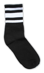 Load image into Gallery viewer, Crew Cut Ankle Height Ribbed Black and White Striped Socks
