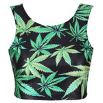 Load image into Gallery viewer, Green Marijuana 420 Leaf Graphic Printed Crop Tank Top - Neon Nation
