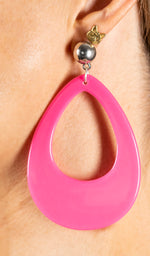 Load image into Gallery viewer, Neon Nation Circular Oval Earring w/ Silver Top 1980s Costume Party
