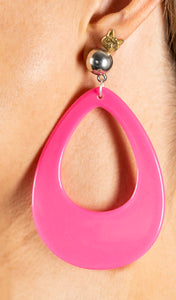 Neon Nation Circular Oval Earring w/ Silver Top 1980s Costume Party