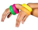 Load image into Gallery viewer, Neon Nation 4 Pack 1980s Style Costume Bracelets 1&quot; Soft Bangles
