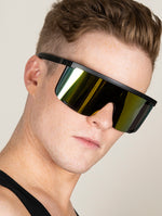 Load image into Gallery viewer, Large Cybertic Mirror Wrap Around Full Coverage Sunglasses
