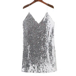 Load image into Gallery viewer, Silver V-Neck Sequin Sexy Mini Dress
