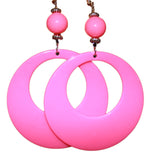 Load image into Gallery viewer, Neon Fluorescent Large Retro Hoop Dangle Costume Earring
