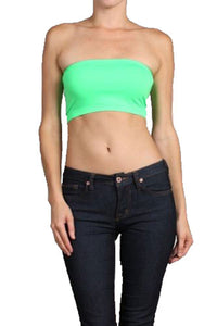 Sexy Seamless Bandeau Cropped Tube Top Strapless Spandex Tank T-Shirt - Neon Nation