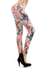 Load image into Gallery viewer, Red/Blue Patriotic Abstract American Flag Graphic Print Leggings Fourth of July
