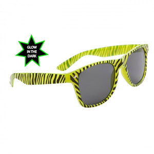 Glow In The Dark Zebra Print Wayfarer Sunglasses - Neon Nation