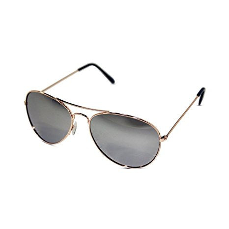Unisex Kid Sized Aviator Sunglasses W/ Silver Mirrored Lens