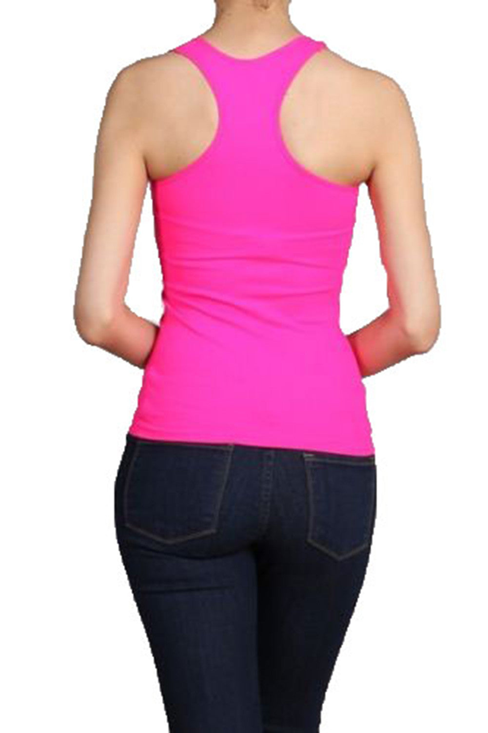 NEON SEAMLESS BASIC RIB-KNIT RACERBACK TANK TOP ONE SIZE ATHLETIC SPORT T-SHIRT - Neon Nation