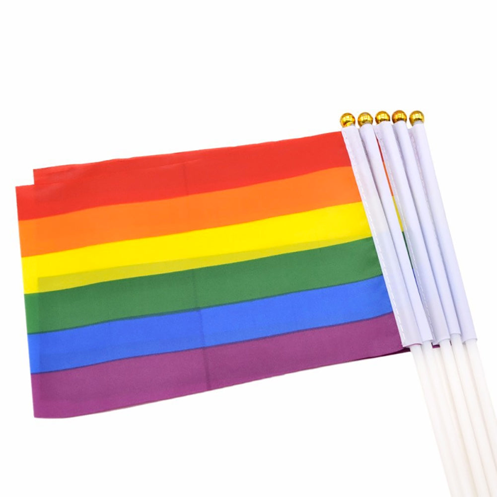 10 Pack Hand Waving Gay Pride LGBTQ Flag