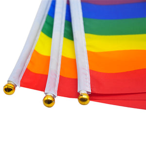 10 Pack Hand Waving Gay Pride LGBTQ Flag