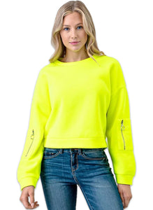 Long Sleeve Fleece Sweatshirt with Sleeve Pocket Detail